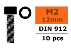 Cilinderkopschroef - Binnenzeskant - M2X12 - Staal - 10 st