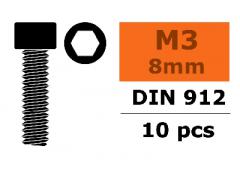 Cilinderkopschroef - Binnenzeskant - M3X8 - Staal - 10 st