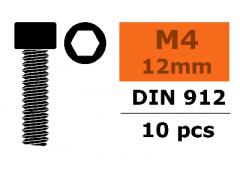 Cilinderkopschroef - Binnenzeskant - M4X12 - Staal - 10 st