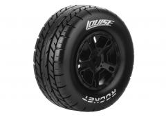 Louise RC - SC-ROCKET - 1-10 Short Course Tire Set - Mounted - Soft - Black Wheels - Hex 12mm - SLAS