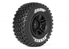 Louise RC - SC-HUMMER - 1-10 Short Course Tire Set - Mounted - Soft - Black Wheels - Hex 12mm - SLAS