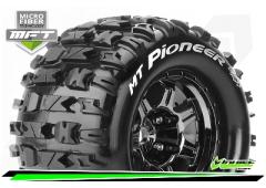 MT-PIONEER - 1-8 Monster Truck Bandenset - Gemonteerd - Sport - 3.8 Bead Style Velgen Zwart-Chrome -