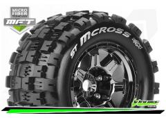 ST-MCROSS - 1-8 Stadium Truck Bandenset - Gemonteerd - Sport - 3.8 Bead Style Velgen Zwart-Chrome -