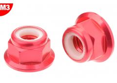 Team Corally C-3107-30-5 Aluminium Nylstop Nut - M3 - Flanged - Red - 10 pcs