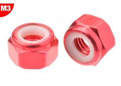 Team Corally C-3106-30-5 Aluminium Nylstop Nut - M3 - Red - 10 pcs