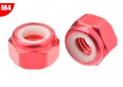 Team Corally C-3106-40-5  Aluminium Nylstop Nut - M4 - Red - 10 pcs