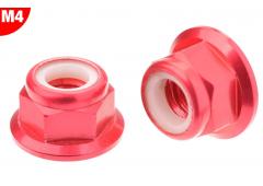 Team Corally C-3107-40-5 Aluminium Nylstop Nut - M4 - Flanged - Red - 10 pcs