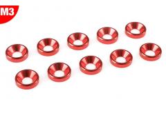 Team Corally C-3213-30-5 Aluminium Washer - for M3 Flat Head Screws - OD=8mm - Red - 10 pcs