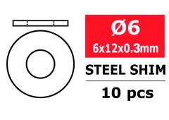 Team Corally C-3301-060-12-03 Steel Metric Shim - 6,0x12x0,3mm - 10 pcs