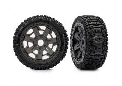 Traxxas TRX9073 Tires & wheels, assembled, glued (3.0" gray wheels, Sledgehammer tires