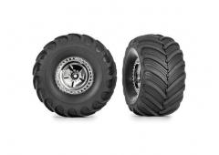 Traxxas TRX9867 Tires & wheels, assembled (chrome 1.2" wheels, Terra Groove 3.0x1.0" tires) (2)