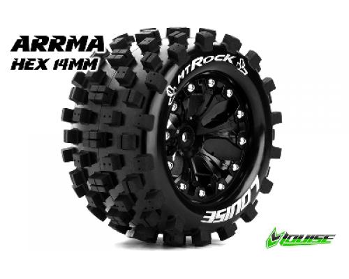 MT-ROCK - 1-10 Monster Truck Banden Set - Verlijmd op velg - Soft - 2.8\" Velgen Zwart -