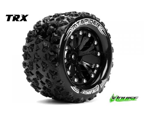 MT-SPIDER - 1-10 Monster Truck Banden Set - Verlijmd op velg - Soft - 2.8\" Velgen Zwart