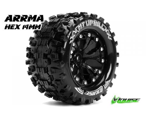 MT-UPHILL - 1-10 Monster Truck Banden Set - Verlijmd op velg - Soft - 2.8\" Velgen Zwart