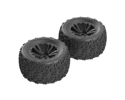 AR550013 Copperhead MT 6S Tire/Wheel Glued Black (2) (ARAC9612)