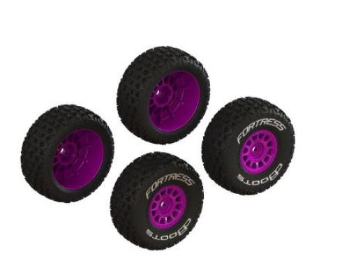 Arrma ARA-1570 dBoots \'FORTRESS\' Glued Tire Set, Purple (2 Pairs)