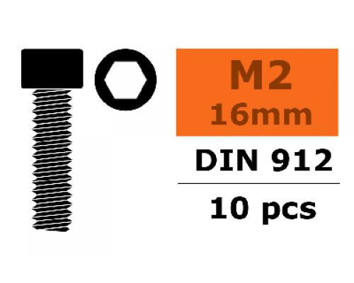 Cilinderkopschroef - Binnenzeskant - M2X16 - Staal - 10 st