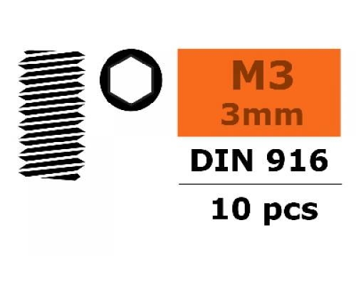 Stelschroef - Binnenzeskant - M3X3 - Staal - 10 st