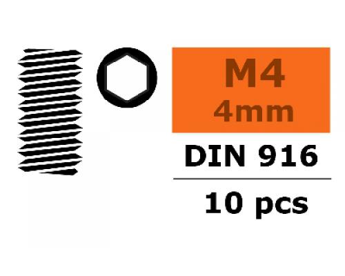 Stelschroef - Binnenzeskant - M4X4 - Staal - 10 st