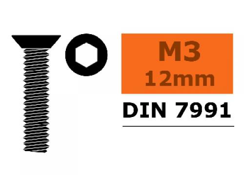 Verzonkenkopschroef - Binnenzeskant - M3X12 - Staal - 10 st