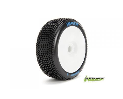 B-VIPER-JA - 1-8 Buggy Banden Set - Verlijmd op velg - Super Soft - Velgen Wit - Zeskant