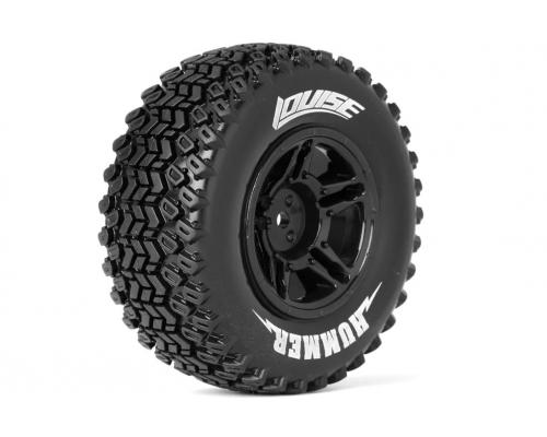 Louise RC - SC-HUMMER - 1-10 Short Course Tire Set - Mounted - Soft - Black Wheels - Hex 12mm - SLAS