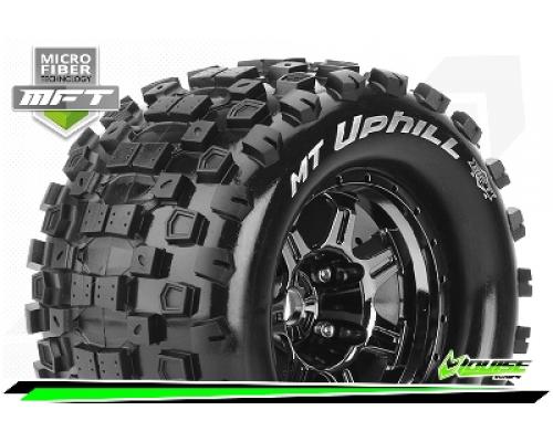 MT-UPHILL - 1-8 Monster Truck Bandenset - Gemonteerd - Sport - 3.8 Bead Style Velgen Zwart-Chrome -