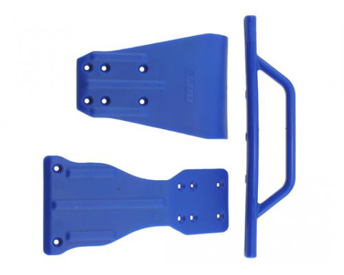 RPM70905 Assoc. SC10 2wd Front Bumper, Chassis Brace, Skid Plate Blue