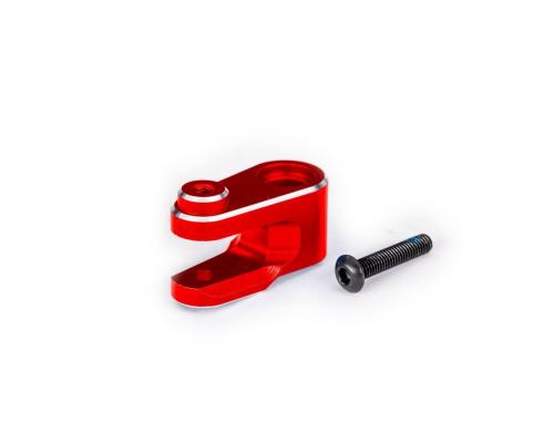 Servo horn, steering, 6061-T6 aluminum (red-anodized)/ 3x15mm BCS (with threadlock) (1)