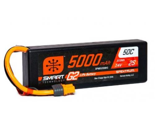 Spektrum SPMX52S50H3 7.4V 5000mAh 2S 50C Smart LiPo G2 Hard Case: IC3