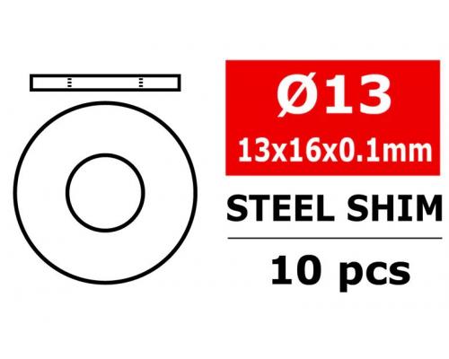 Team Corally C-3301-13-16-01 Steel Metric Shim - 13x16x0,1mm - 10 pcs