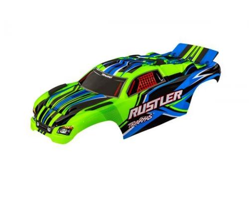 traxxas TRX3734-GRN BODY, RUSTLER (ALSO FITS RUSTLER VXL), GREEN (PAINTED, DECALS APPLIED) (ASSEMBLE