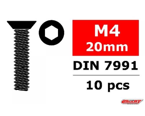 C-3002-40-20 Staal schroeven M4 x 20mm - Verzonkenkop binnenzeskant - 10 st