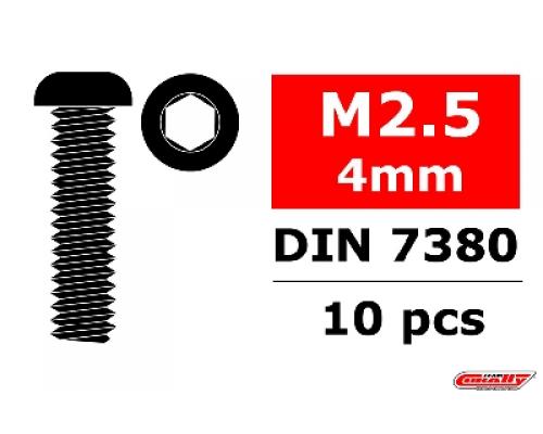 C-3003-25-04 Staal schroeven M2.5 x 4mm - Laagbolkop binnenzeskant - 10 st