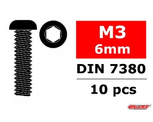 C-3003-30-06 Staal schroeven M3 x 6mm - Laagbolkop binnenzeskant - 10 st