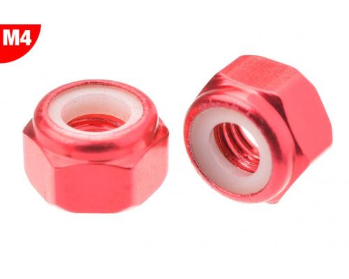 Team Corally C-3106-40-5  Aluminium Nylstop Nut - M4 - Red - 10 pcs