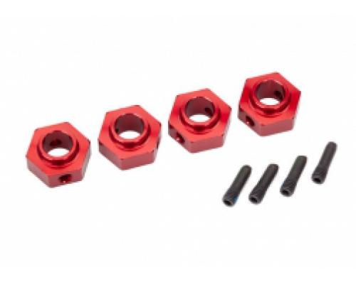 Traxxas TRX8269R Wielnaven, 12 mm zeskant, 6061-T6 aluminium (rood geanodiseerd) (4) / schroefpen (4