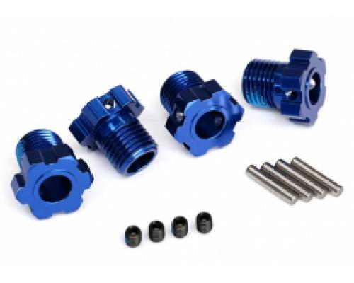 Traxxas TRX8654 Wielnaven, spievertanding, 17 mm (blauw geanodiseerd) (4) / 4x5 GS (4), 3x14 mm pen