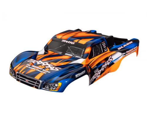 Traxxas TRX5851T Body, Slash 2WD (past ook op Slash VXL & Slash 4X4), oranje en blauw (geverfd, embl