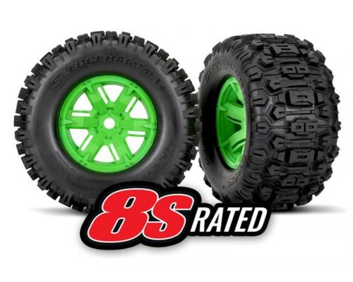 Traxxas TRX7774G Sledgehammer band op velg groen l/r (2) TRAXXAS X-Maxx