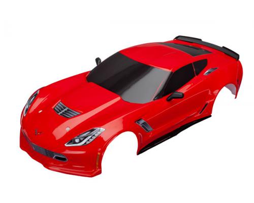 Traxxas TRX8386R Body Chevrolet Corvette Z06 rood met emblemen en hardware