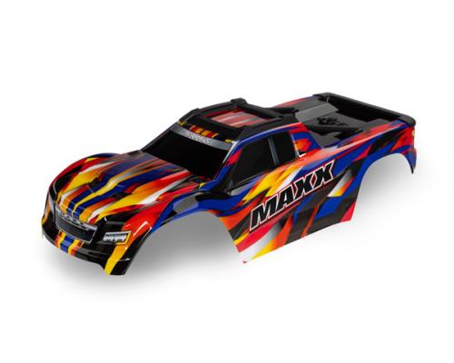 Traxxas TRX8918P Body, Maxx, geel (gelakt, stickers aangebracht) (past op Maxx met verlengd chassis