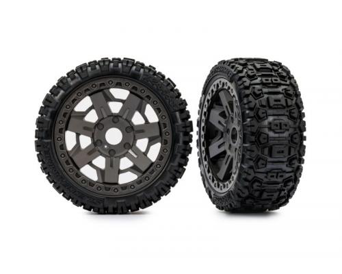 Traxxas TRX9073 Tires & wheels, assembled, glued (3.0\" gray wheels, Sledgehammer tires