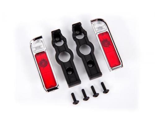 Traxxas TRX9119 Achterlichtbehuizing, chroom (2) / lens (2) / houders (links & rechts) / 2,6x8 BCS (