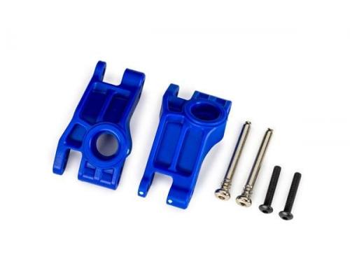 Traxxas TRX9150-BLUE Carriers, stub axle, rear, extreme heavy duty, blue (left & right)/ 3x31mm hing