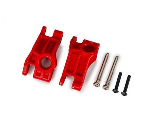 Traxxas TRX9150-RED Carriers, stub axle, rear, extreme heavy duty, red (left & right)/ 3x31mm hinge