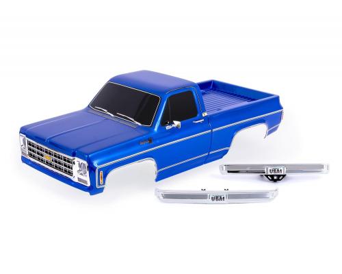 Traxxas TRX9212-BLUE BODY, CHEVROLET K10 TRUCK (1979), COMPLEET, BLAUW (GESCHILDERD, STICKERS AANGEB