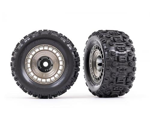 Traxxas TRX9572A Banden en wielen, gemonteerd, gelijmd (3,8\" satijnzwart chromen velgen, satijnzwart