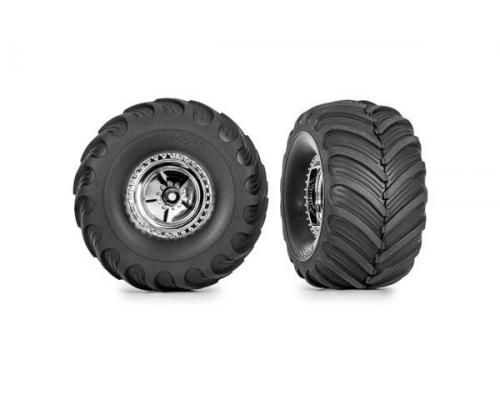 Traxxas TRX9867 Tires & wheels, assembled (chrome 1.2\" wheels, Terra Groove 3.0x1.0\" tires) (2)