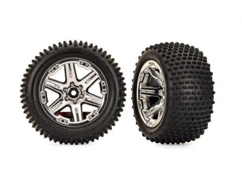 traxxas TRX3779X TIRES & WHEELS, ASSEMBLED, GLUED (2.8\") (RXT CHROME WHEELS, ALIAS TIRES, FOAM INSER